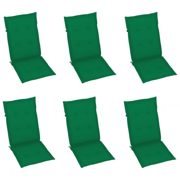 Cojines para sillas de jardín 6 unidades verde 120x50x3 cm D