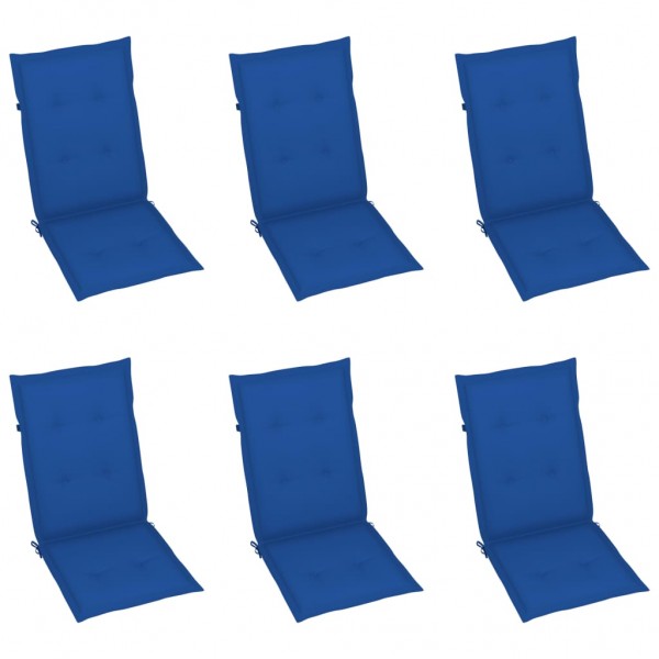 Cojines para sillas de jardín 6 unidades azul klein 120x50x3 cm D