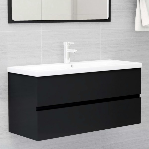 Armario para lavabo madera contrachapada negro100x38.5x45 cm D