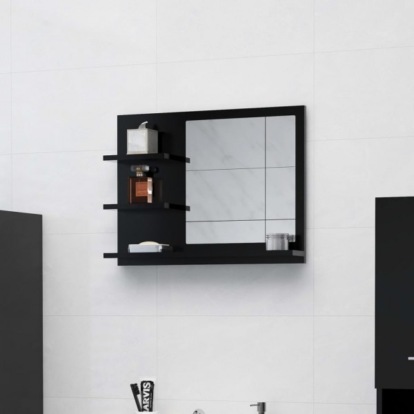 Espejo de baño madera contrachapada negro 60x10.5x45 cm D