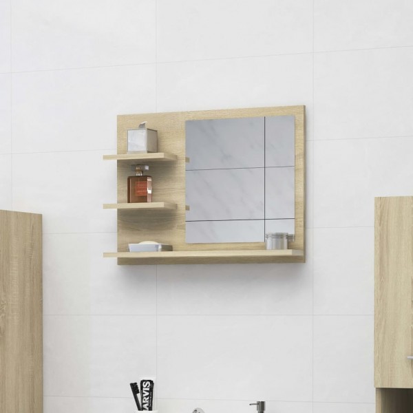 Espejo de baño madera contrachapada roble Sonoma 60x10.5x45 cm D