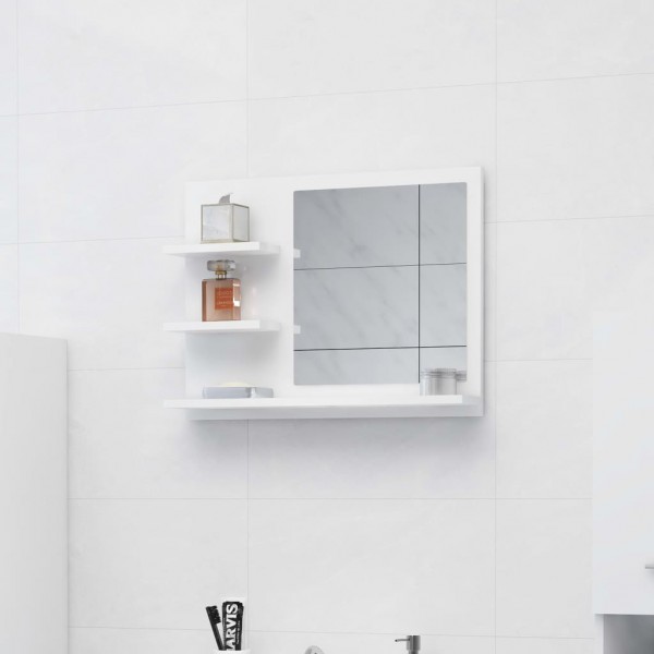Espejo de baño madera contrachapada blanco brillo 60x10.5x45 cm D
