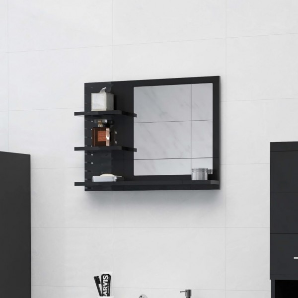 Espejo de baño aglomerado negro brillante 60x10.5x45 cm D