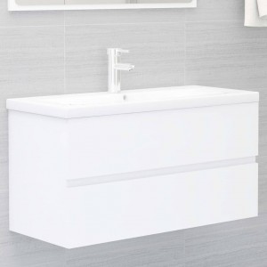 Armario para lavabo aglomerado blanco 90x38.5x45 cm D