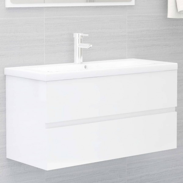 Armário de lavatório branco brilhante 90x38.5x45 cm D