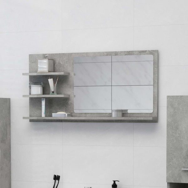 Espejo de baño madera contrachapada gris hormigón 90x10.5x45 cm D