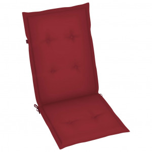 Cojín silla de jardín respaldo alto 6 uds tela rojo 120x50x3 cm D