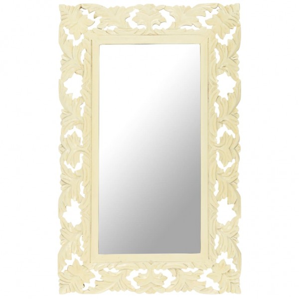 Espelho de madeira maciça de mangue branco 80x50 cm D