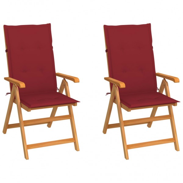 Cadeiras de jardim para 2 pessoas com almofadas vinho tinto D