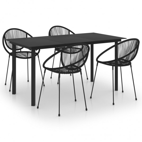 Juego de comedor de jardín 5 piezas ratán PVC negro Juego de comedor de jardín 5 piezas ratán PVC negro D