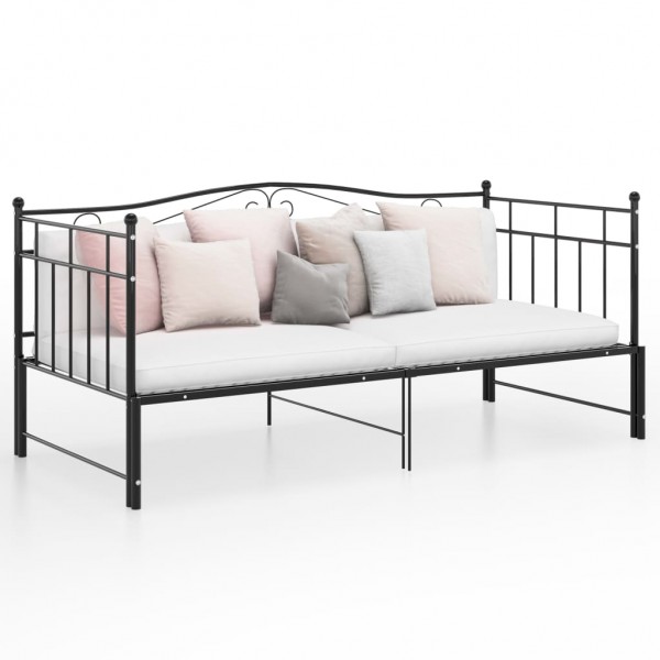 Estructura de sofá cama extraíble de metal negro 90x200 cm D