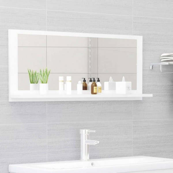 Espelho de banheiro madeira contraplacada branco brilho 90x10.5x37 cm D