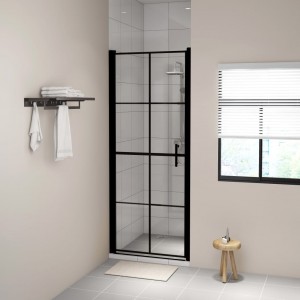 Puerta de ducha de vidrio templado negro 91x195 cm D