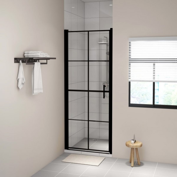 Puerta de ducha de vidrio templado negro 91x195 cm D