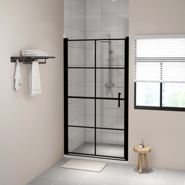 Puertas de ducha de vidrio templado negro 100x178 cm D