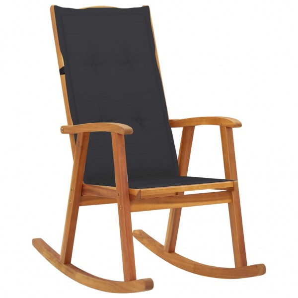 Cadeira de balanço com almofadas em madeira maciça de acácia D