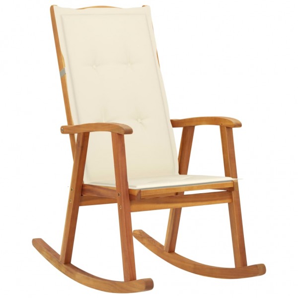 Silla mecedora con cojines madera maciza de acacia D