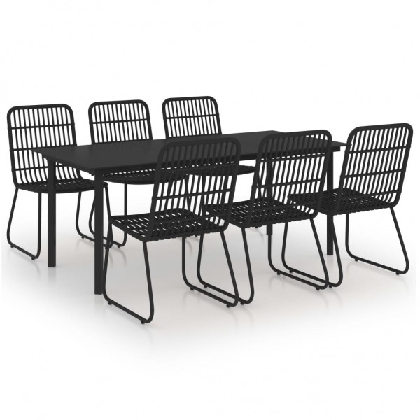 Juego de comedor para jardín 7 piezas ratán sintético y vidrio Juego de comedor para jardín 7 piezas ratán sintético y vidrio D