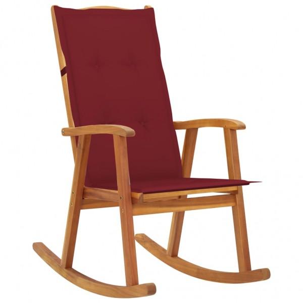 Silla mecedora con cojines madera maciza de acacia D