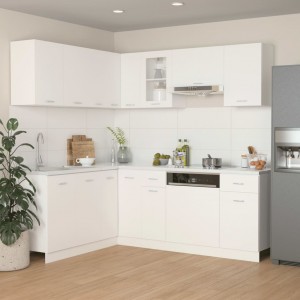 Juego de muebles de cocina 11 piezas aglomerado blanco D