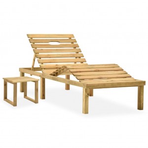 Cama de jardim com mesa de madeira de pinho impregnada D