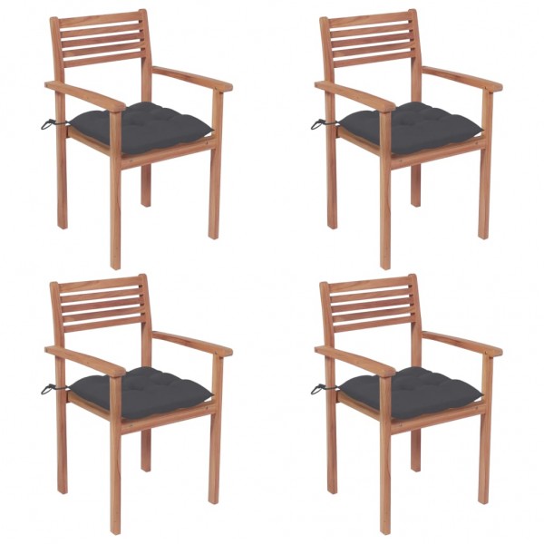 Cadeiras de jardim de teca e almofadas de teca D