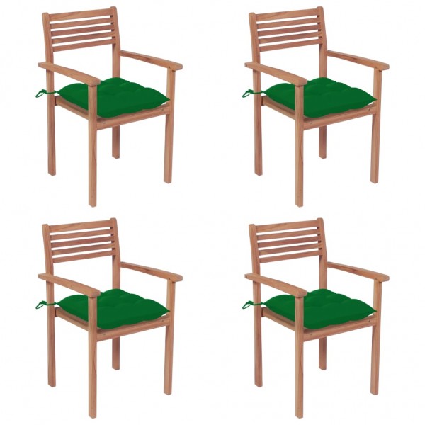 Cadeiras de jardim com almofadas de teca verde D