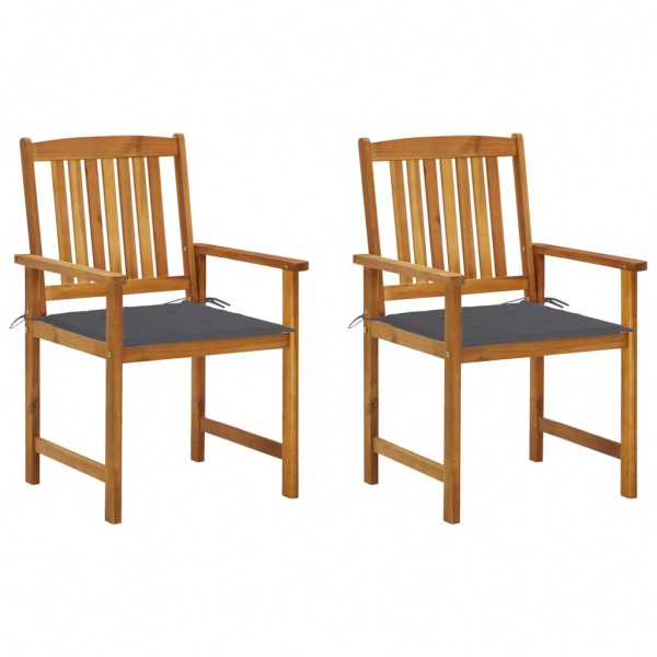 Cadeiras de jardim 2 unidades em madeira de acácia maciça e almofadas D