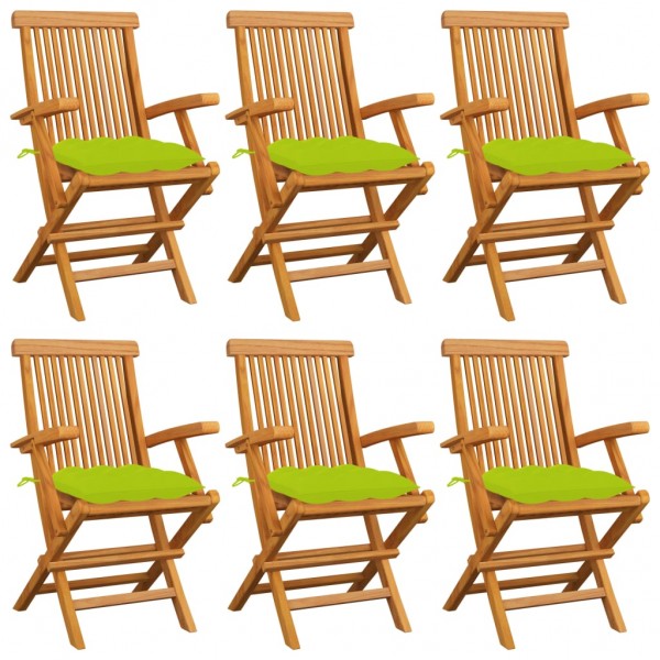 Cadeiras de jardim de teca com almofadas verde brilhante D