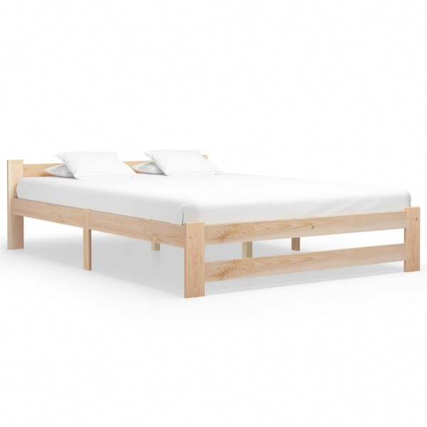 Estructura de cama de madera maciza de pino 120x200 cm D