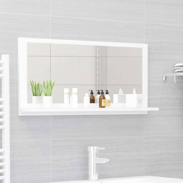 Espelho de casa de banho madeira revestida branco 80x10,5x37 cm D