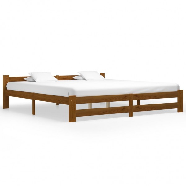 Estrutura da cama madeira maciça pinho marrom mel 200x200 cm D