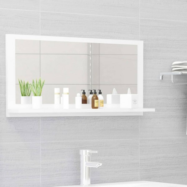Espejo de baño madera contrachapada blanco brillo 80x10.5x37 cm D