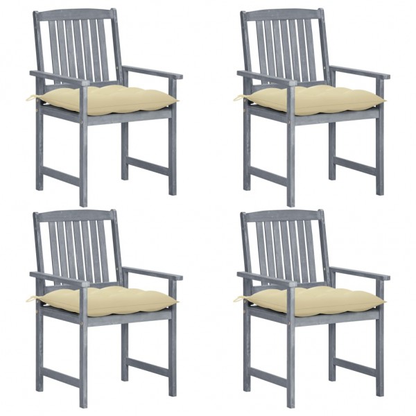 Cadeiras de jardim de madeira maciça de acacia cinza D