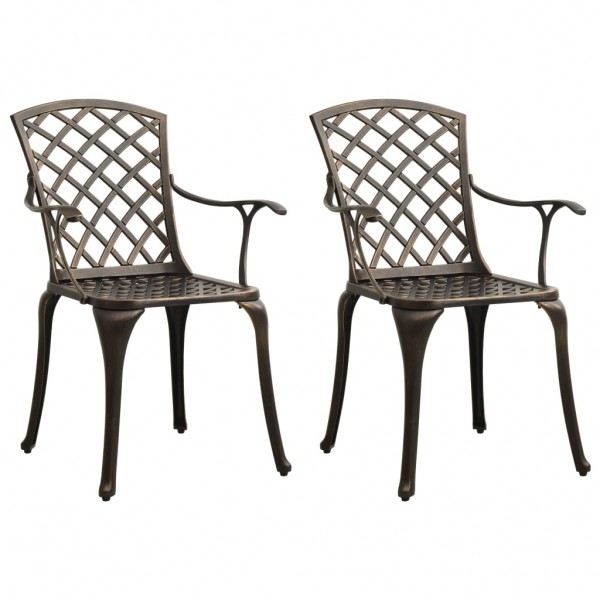 Cadeiras de jardim, 2 unidades, bronze alumínio fundido D