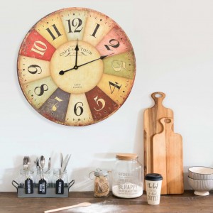Relógio de parede vintage colorido 60 cm D
