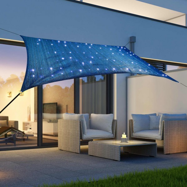 HI Toldo solar com 100 LED azul claro 2x3 m D