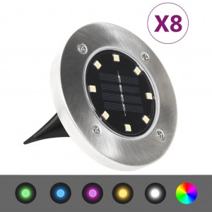 Lámparas solares de suelo 8 unidades luces LED color RGB D