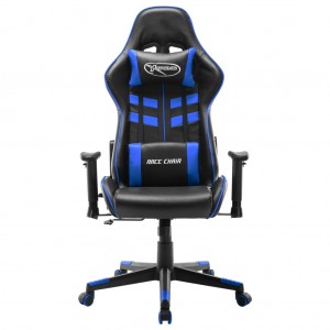 Cadeira de gaming couro artificial preto e azul H