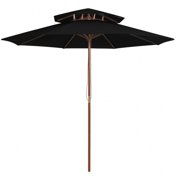 Um guarda-chuva de dois andares de madeira preta D
