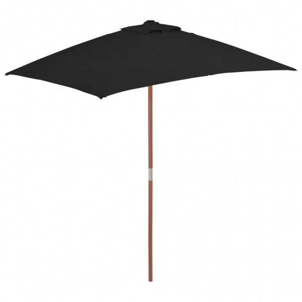 Guarda-chuva de jardim com pau de madeira preta 150x200 cm D