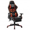Silla de gaming con reposapiés cuero sintético negro y naranja 1