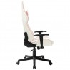 Silla de gaming de cuero sintético blanco y rosa 3