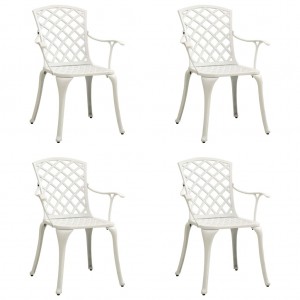 Cadeiras de jardim 4 unidades alumínio fundido branco D
