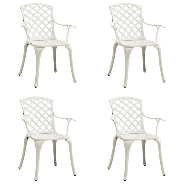 Cadeiras de jardim 4 unidades alumínio fundido branco D