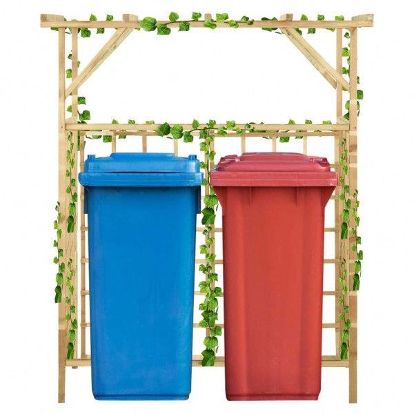 Pergola de jardim para 2 cubos de lixo madeira de pinho impregnada D