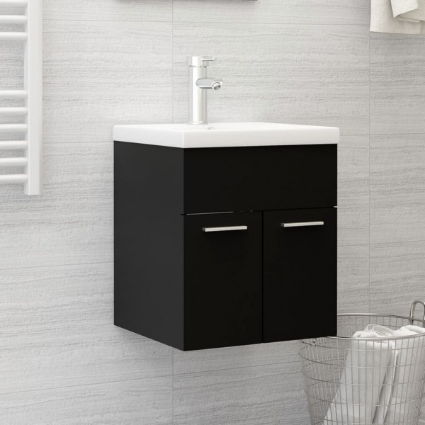 Armario para lavabo madera contrachapada negro 41x38.5x46 cm D