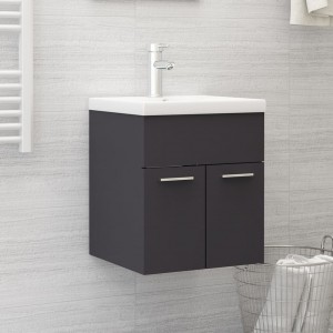 Armario para lavabo madera contrachapada gris 41x38.5x46 cm D