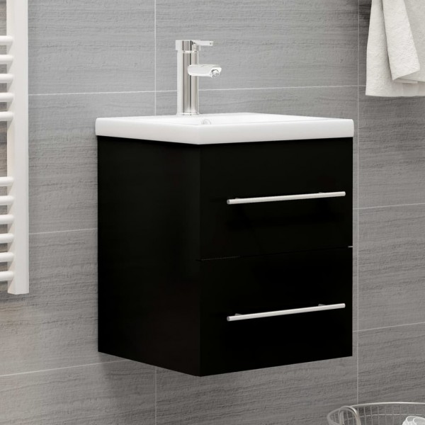 Armario para lavabo madera contrachapada negro 41x38.5x48 cm D