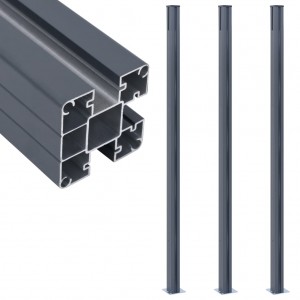 Postes de valla 3 unidades aluminio gris oscuro 185 cm D